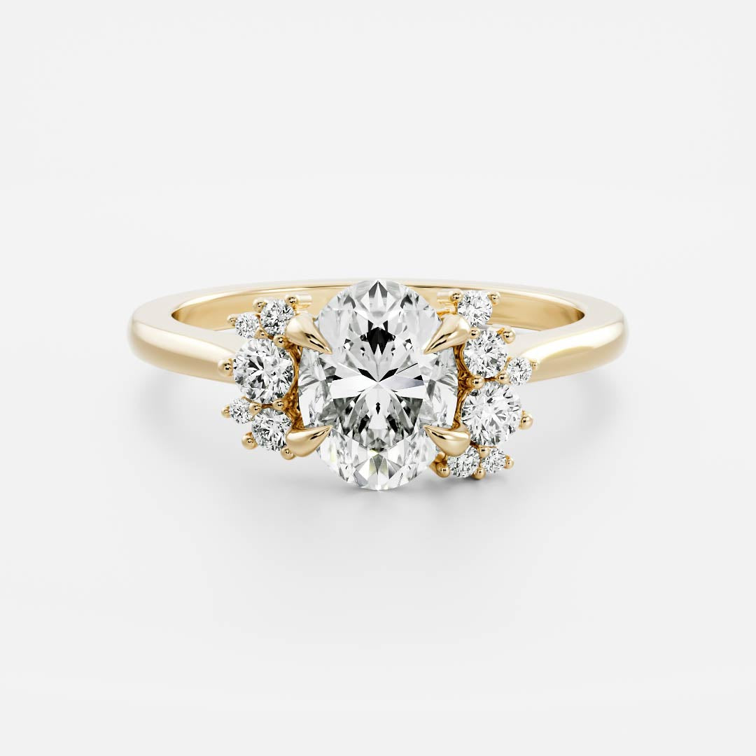 Marquise Cut Cluster Styled Lab Grown Diamond Engagement Ring
